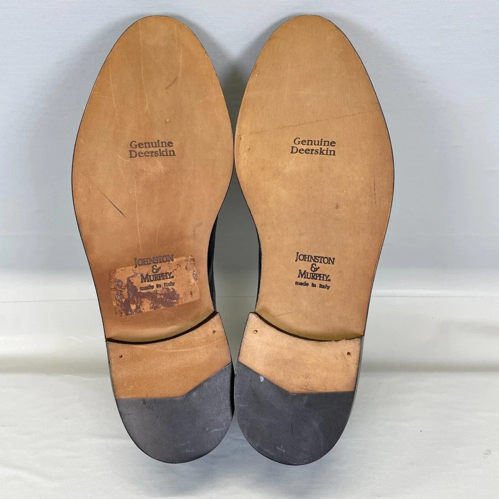 Johnston & Murphy Cellini Oxford Shoes Mens Size 9.5 M Black Deerskin Cap Toe
